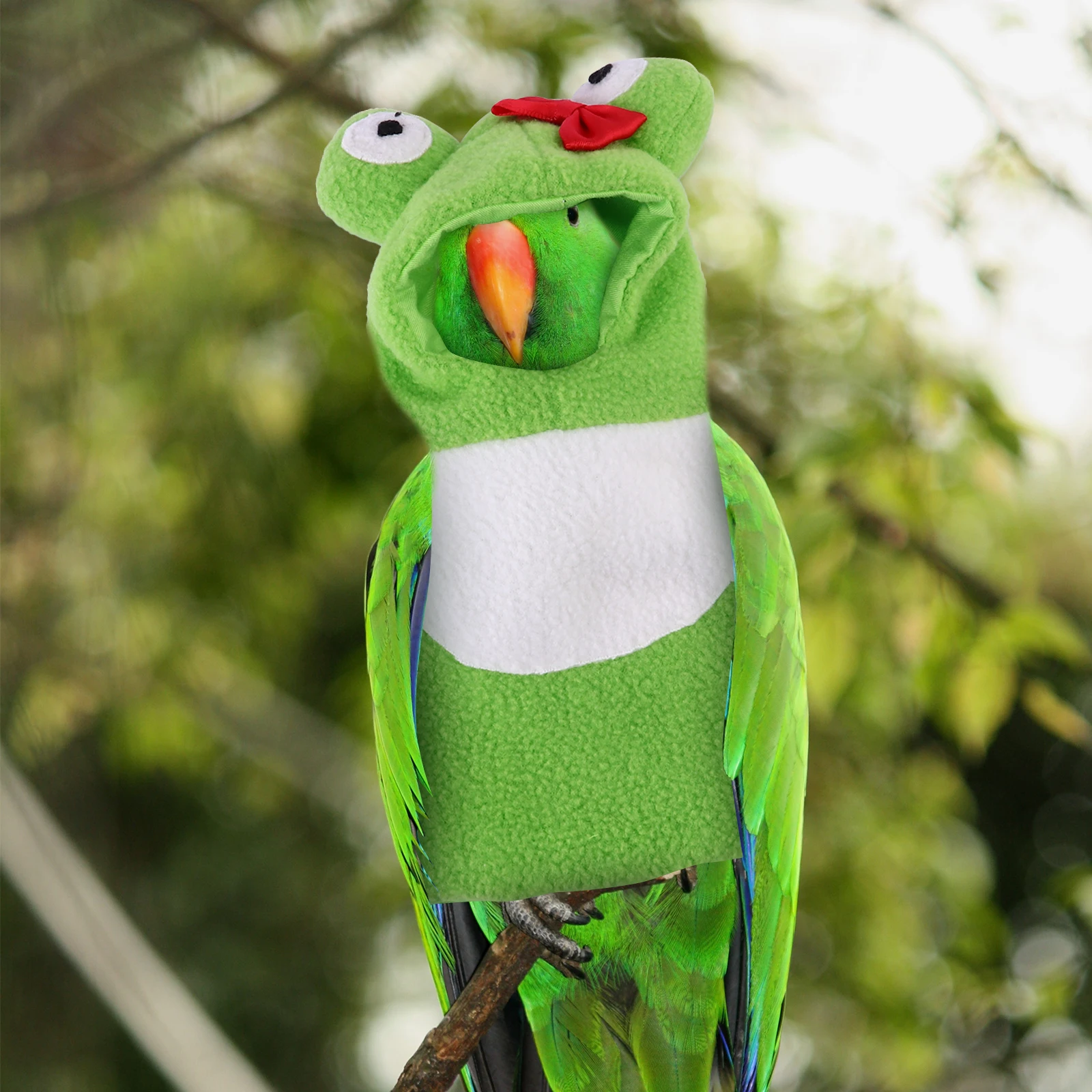 

Polar Fleece Pet Bird Clothes Washable Warm Hoodie Small Size Green Photo Prop Christmas Gift Parrot Costume Lightweight Soft