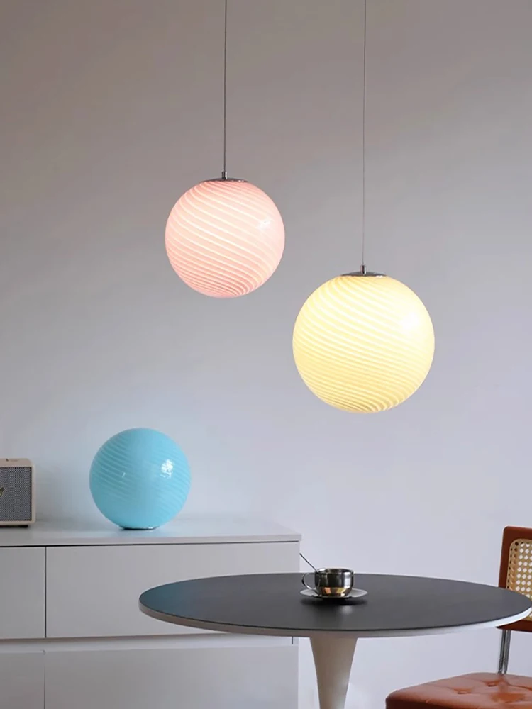 

Macaron Color Suger Balls Glass Chandeliers LED Kitchen Island Bar Lustre Cafe Hanging Lamp Home Bedroom Cute Lighting Fixture