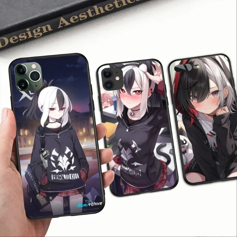 Blue Archive Kayoko Cell Phone Case for iPhone 14 13 12 11 XS X 8 7 6 Plus Mini Pro Max SE 2022 Black Soft Phone Cover Funda