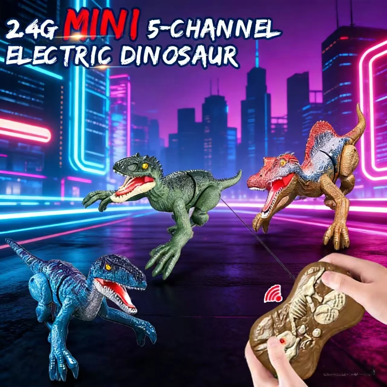 

Walking & Roaring Mini Dinosaur Toy with 2.4GHz Remote Control Sound& Light RC Dinosaur Robot Ideal Children Birthday Christmas