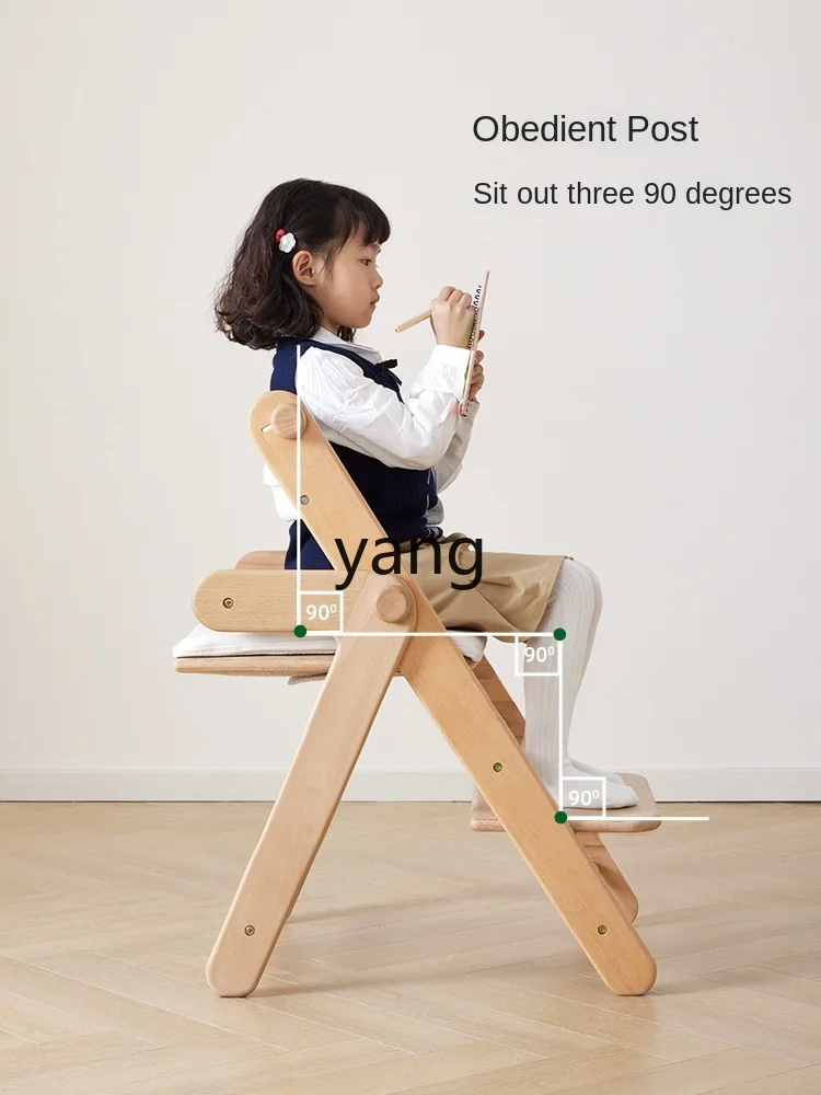 L'm'm-Silla de estudio para niños, asiento de madera maciza multifuncional ajustable para el hogar, comedor para bebés