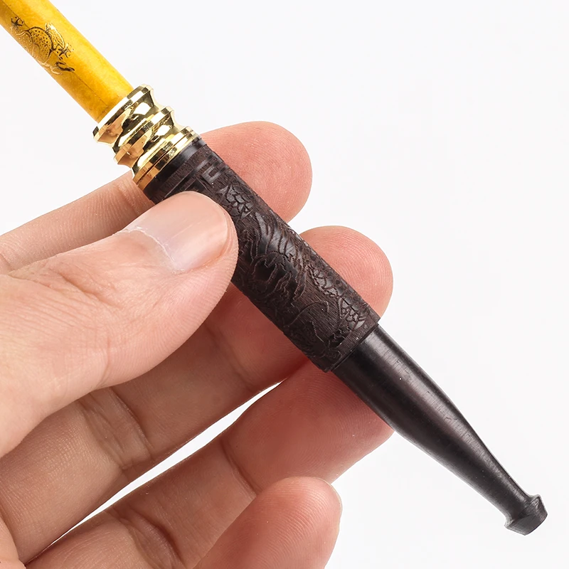 

Carved Ebony Wood Cigarette Holder Portable Cigarette Filter Smoking Pipe Herb Tobacco Pipe Narguile Smoke accessories