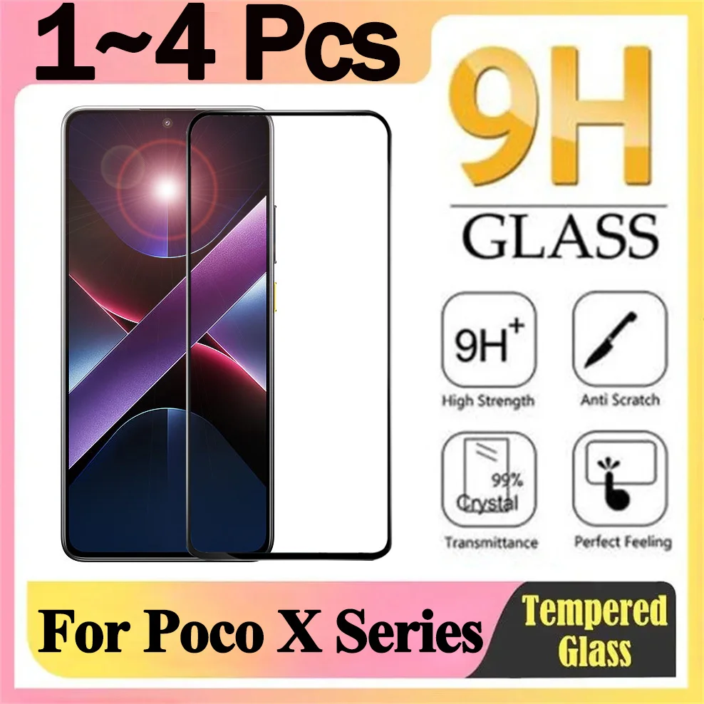 1~4 Pcs, Protective Glass for Poco X7 Pro 5G Tempered Film Pocophone X6 X5 X4 GT X3 NFC Screen Protector Poco X 7 Pro Glass