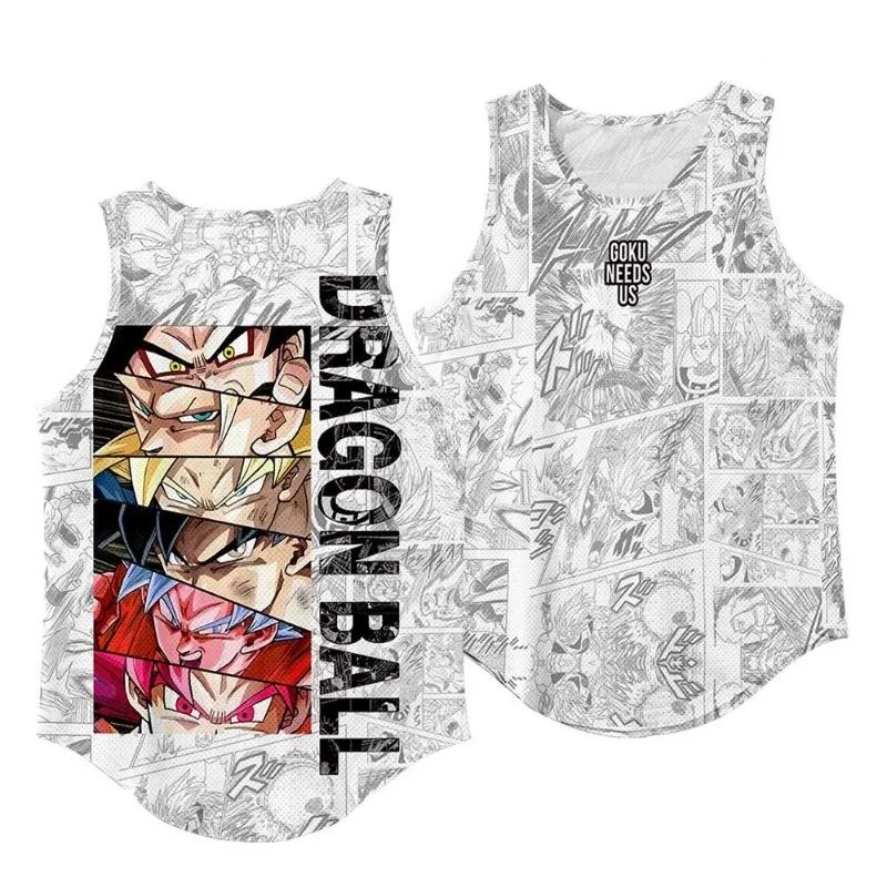 Dragon Ball culturismo camiseta sin mangas muscular de secado rápido camiseta interior sin mangas para hombre Anime Goku impresión 3D gimnasio deportes top de manga corta