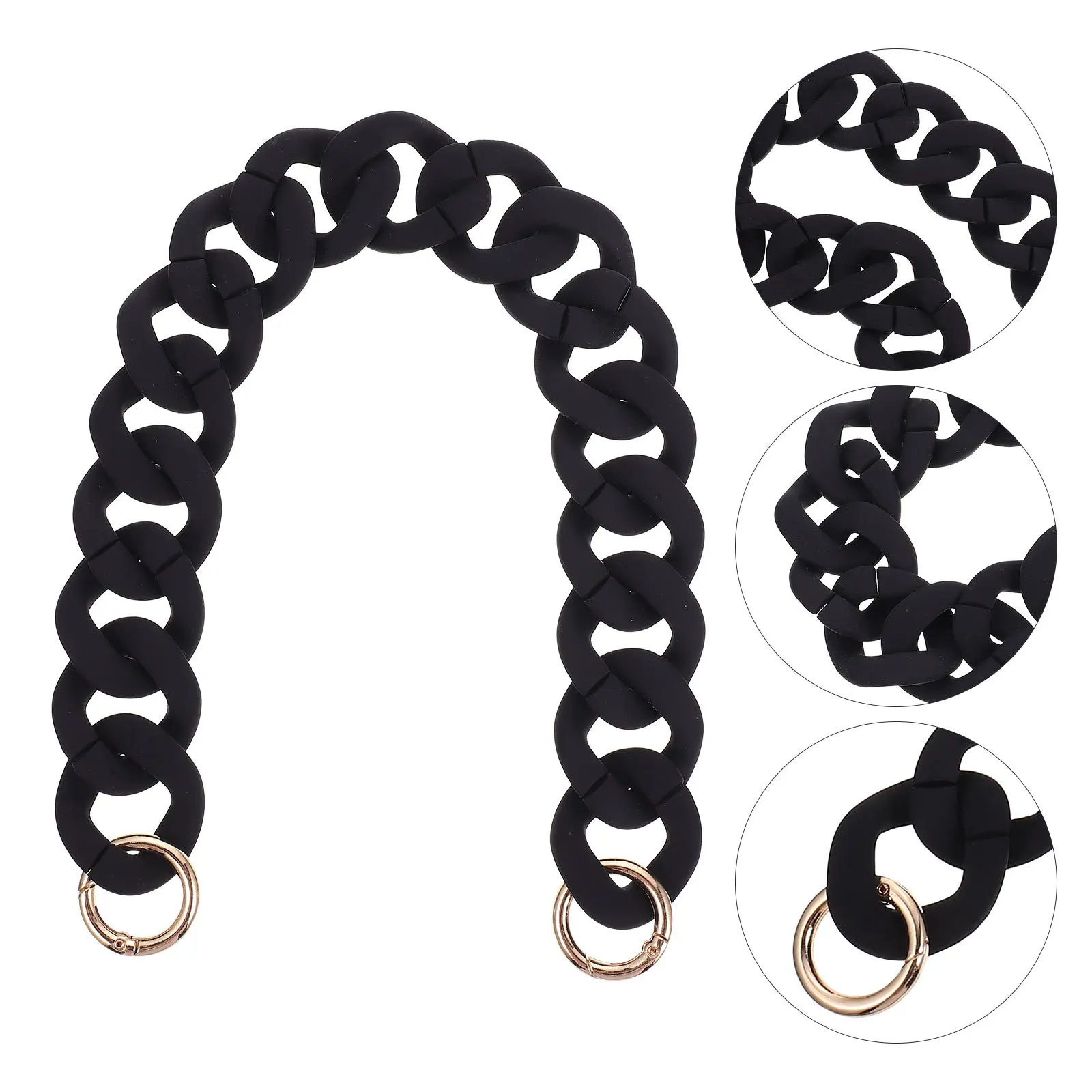 Resin Chunky Strap Black Plastic Link Handle Lightweight Stylish Fashionable Unique Long Time Use Practical Portable Bag
