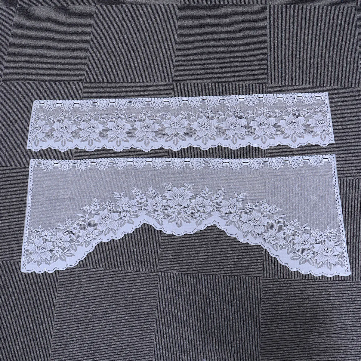

White Sheer Valances Tiers Valances Set Kitchen Curtains for Windows Floral Embroidery Polyester Durability