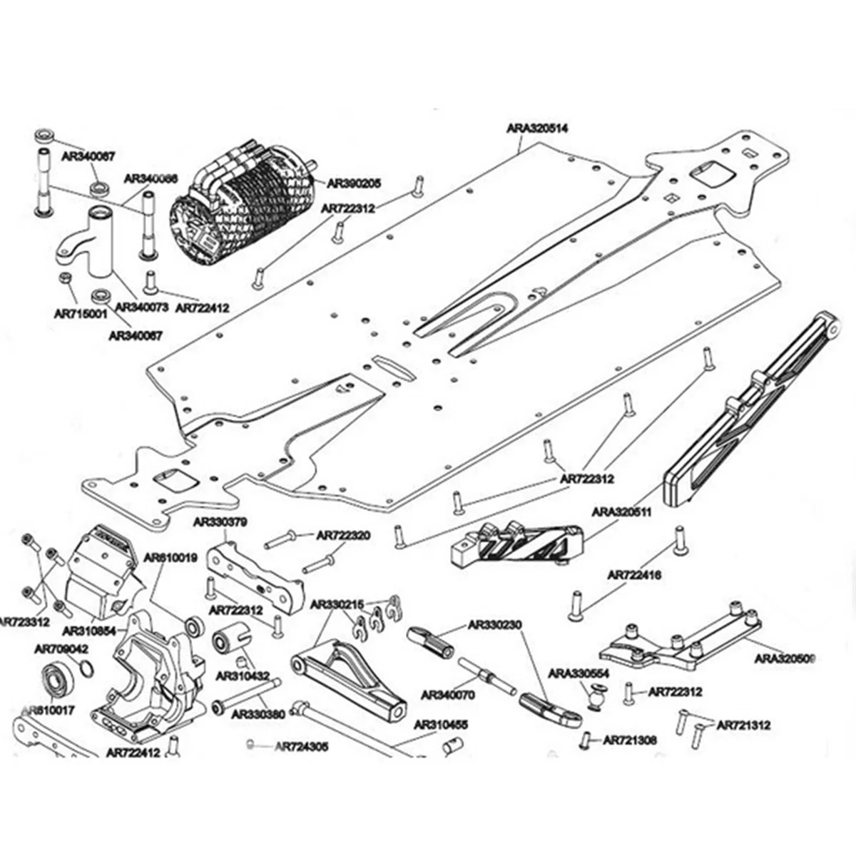 Y34a suporte de chassi dianteiro e traseiro de alumínio para arrma 1/7 infração ilimitada 6s rc carro atualizações peças acessórios, vermelho