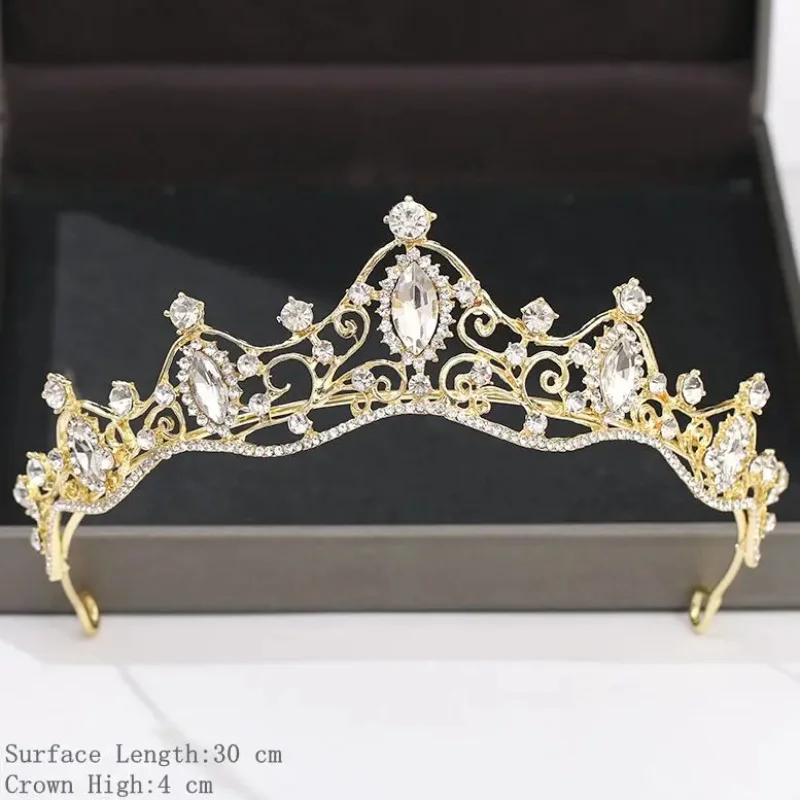 Zilveren Gouden Kleur Kroon En Tiara Haaraccessoires Voor Vrouwen Bruiloft Accessoires Kroon Voor Bruids Strass Diadema Tiara Cadeau