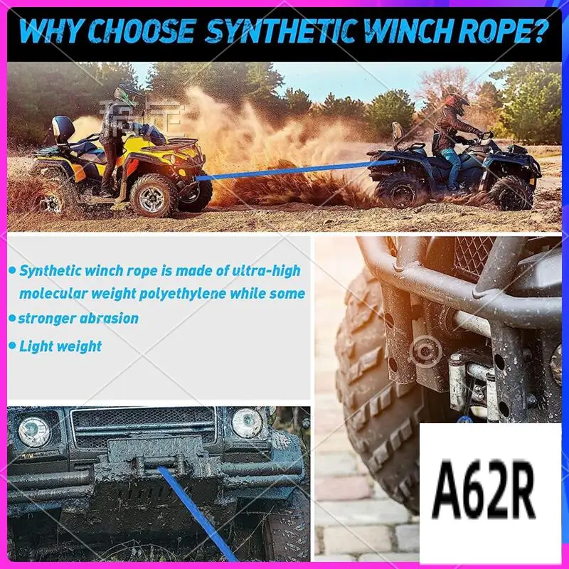 

R2-2 шт. синтетический трос лебедки трос лебедки для UTV ATV лебедка грузовик поставки синий