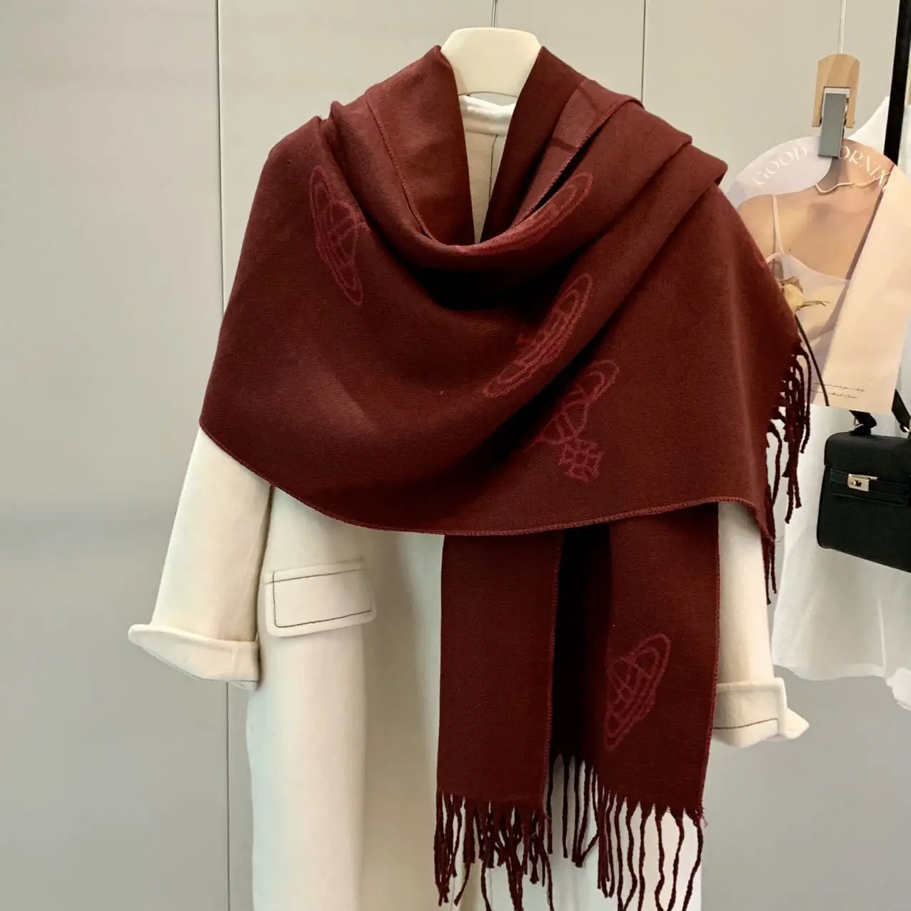 Nuova sciarpa imitazione pianeta bifacciale, sciarpa imitazione cashmere, scialle di fascia alta alla moda da donna, sciarpa spessa invernale