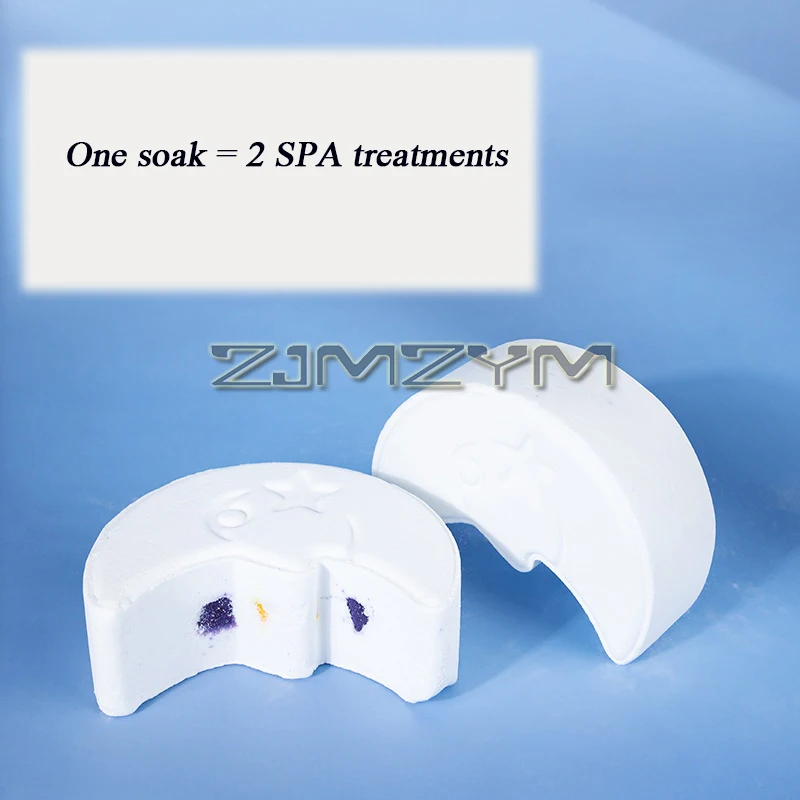 5Pcs Moon Shaped Bath Salt Ball Multi-bubble Lubricated Aromatherapy Essential Oil Sea Salt Bath Ball for Exfoliator