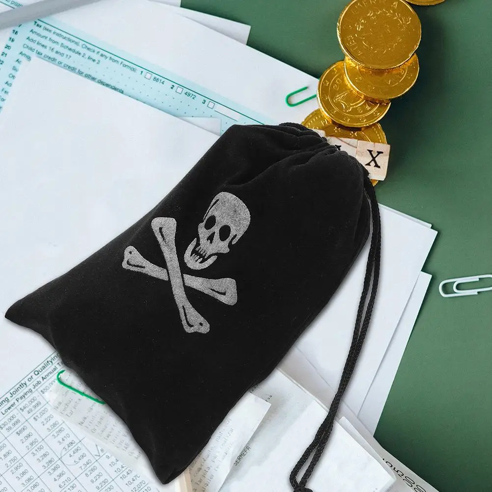 20 Pcs Pirate Skull Drawstring Bags Halloween Pouch Candy Gift Bag 15 5x11 5cm Storage Container Present Ideas