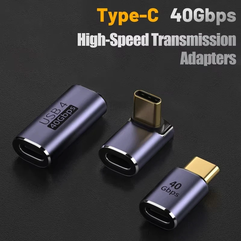NNBILI USB4.0 40Gbps OTG Type C 90 Degree 100W 5A USB C to Type C Fast Charging Converter USB C Data Adapter For Macbook 8K60HZ