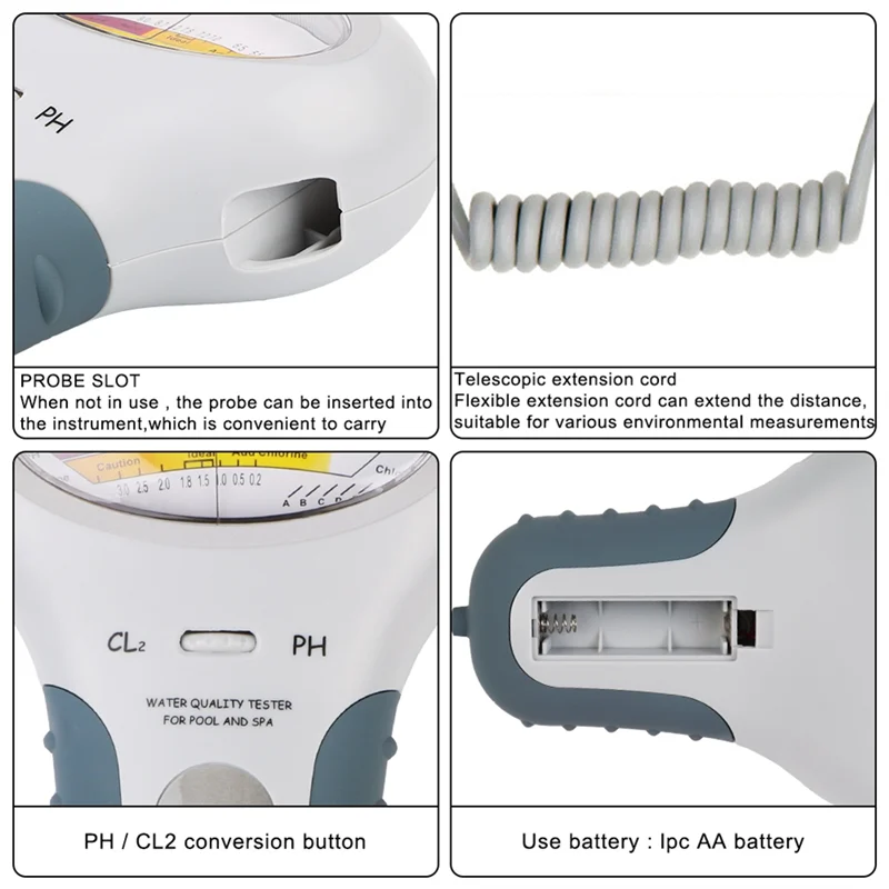 N38R_2 in 1 Water Quality Testing Device PC-102 Tester for Swimming Pool
