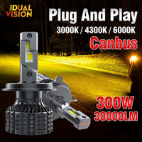 2PCS Car Lights H7 H11 LED Canbus H4 9005 HB3 9006 HB4 Turbo LED Headlight Bulb 300W 6000K 4300K 3000K Lamp Diode STG PTF 12V