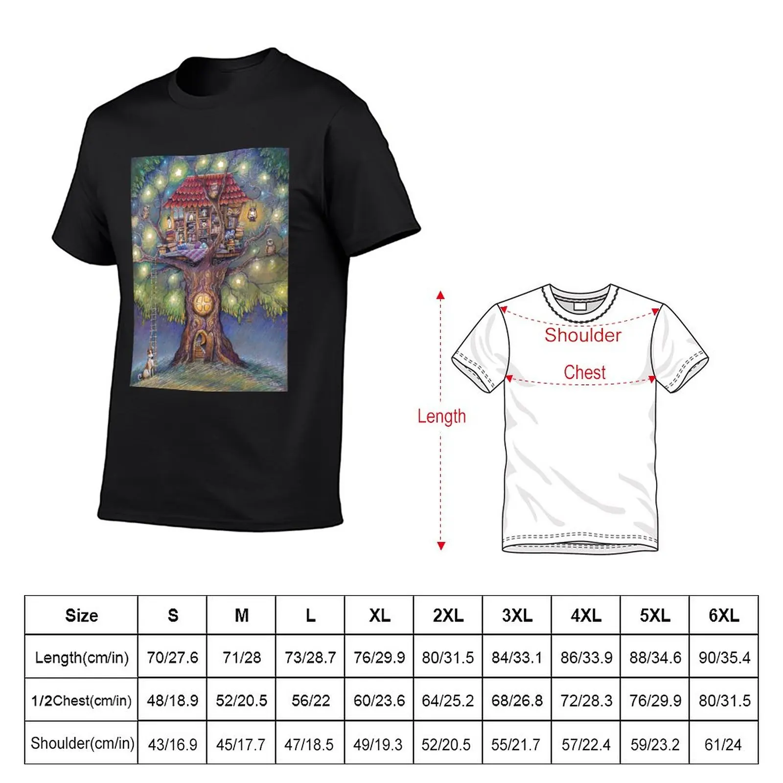 Tree House T-Shirt oversizeds anime hippie clothes t shirt for men