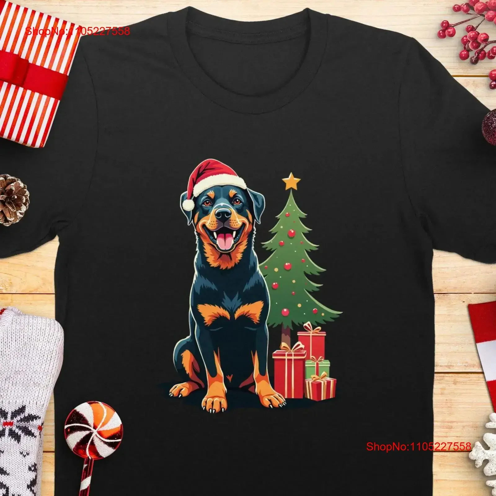 Festive Rottweiler Christmas T Shirt SweaT or Santa Hat Dog Holiday Funny Lover Xmas Cute Docked Rottie vintage Washed Stylish