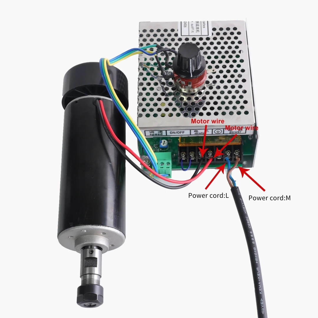 Er11 Air Cooled 0.3kw 0.5kw Spindle With Power Supply Chuck 300w 500w Spindle Motor Speed Governor For Milling 52mm Clamps