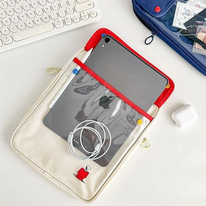 Personalized Cartoon Snoopy New Portable Multifunctional Large Capacity 11-inch iPad Tablet Headphones Transparent Storage Bag