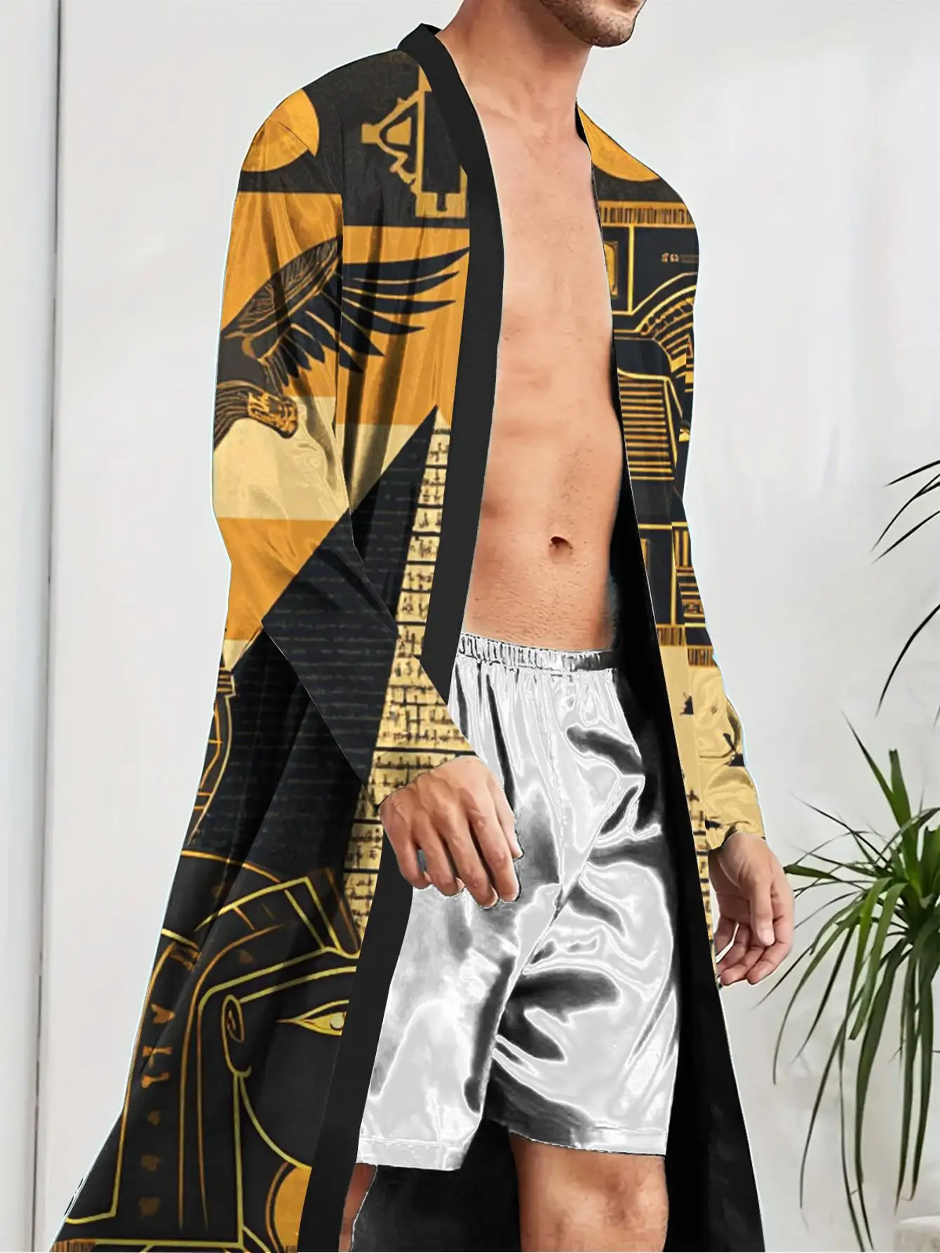 1pcs Men's Robes 2026 Spring/Summer 3D Printed Men's bathrobe Graphic Polyester Funny pajamas Bathrobe robe nightie for men