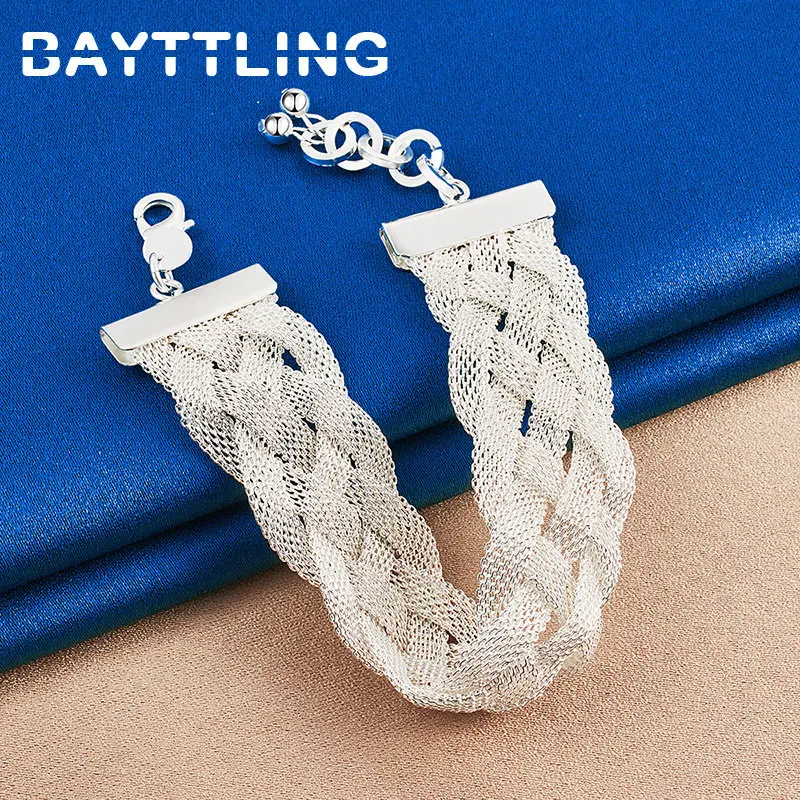 

925 Sterling Silver 8 Inches Luxury Strap Chain Bracelet For Fashion Party Charm Jewelry Accessories Wedding Women