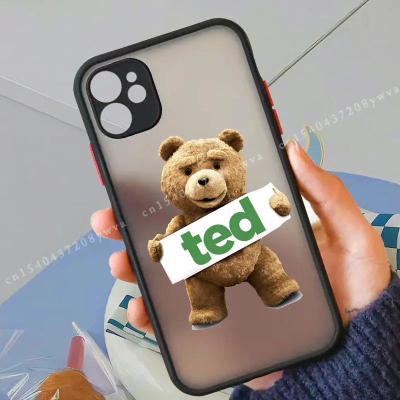 Teddy Bear Couple Cartoon Matte Phone Case For iPhone 13 Pro MAX 14 11 12 XS X XR 8 7 Plus Fashion Brand Shockproof  Hard Cover