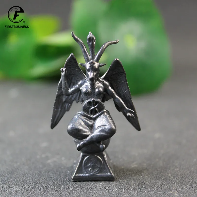 Black Brass Death God Goat Head Figurines Miniatures Vintage Metal Devil Model Statue Desktop Toy Ornament Decoration Collection