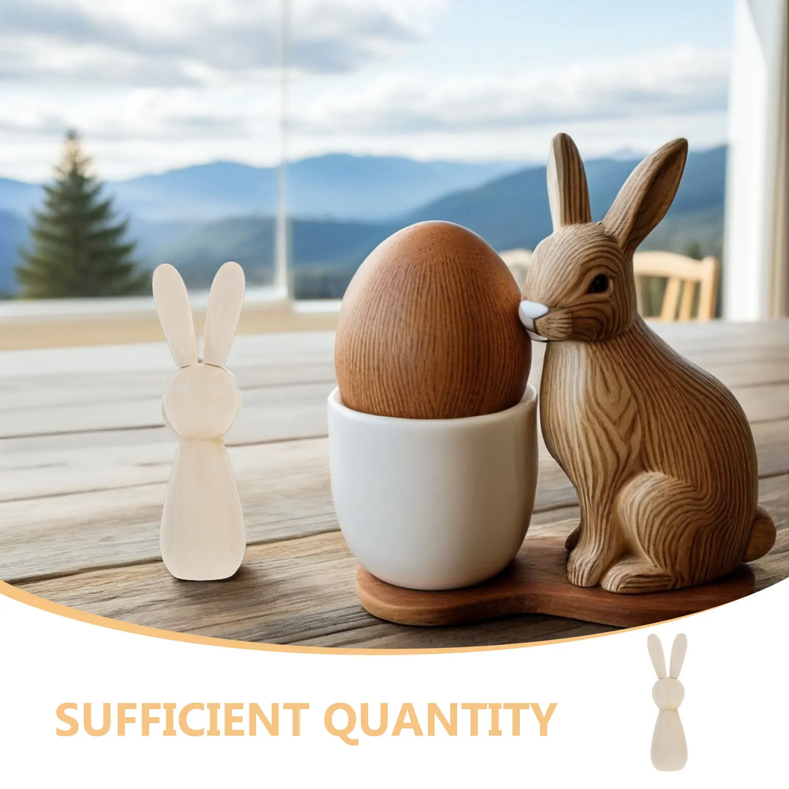 20개 러스틱 우드 토끼 모형 DIY 공예품, 어린이 그림용, 부활절 장식, 천연 나무 동물 모형, 집 장식용
