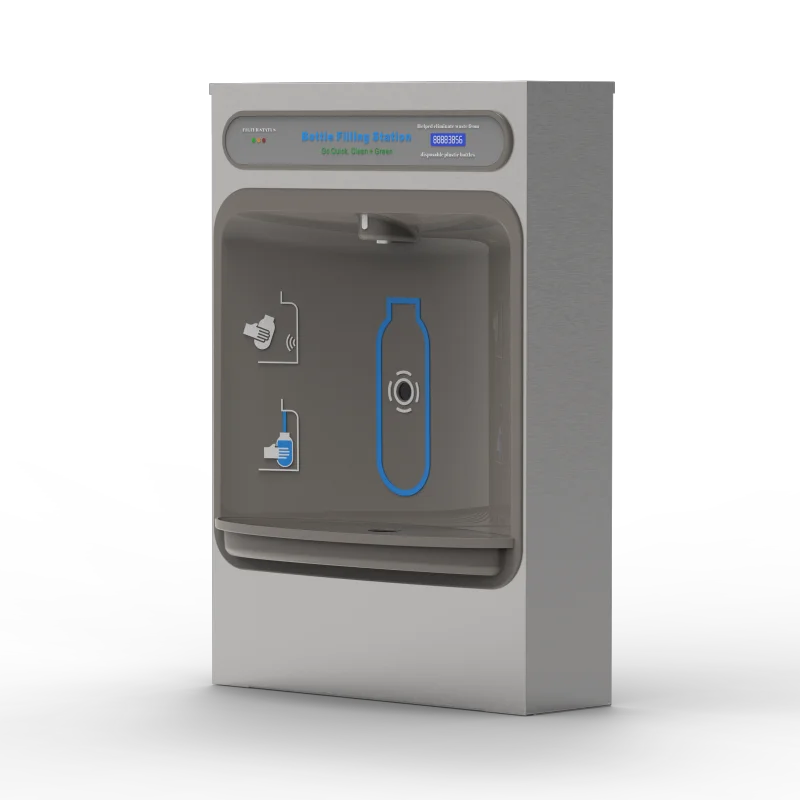 Recessed wall-mounted water cooler, recessed water dispenser with infrared sensing bottle filler, no touch hands-free