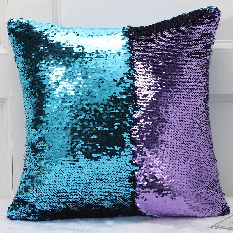 Duas cores Sequin Pillow Cover, casa macia decoração almofada, estilo europeu, atacado