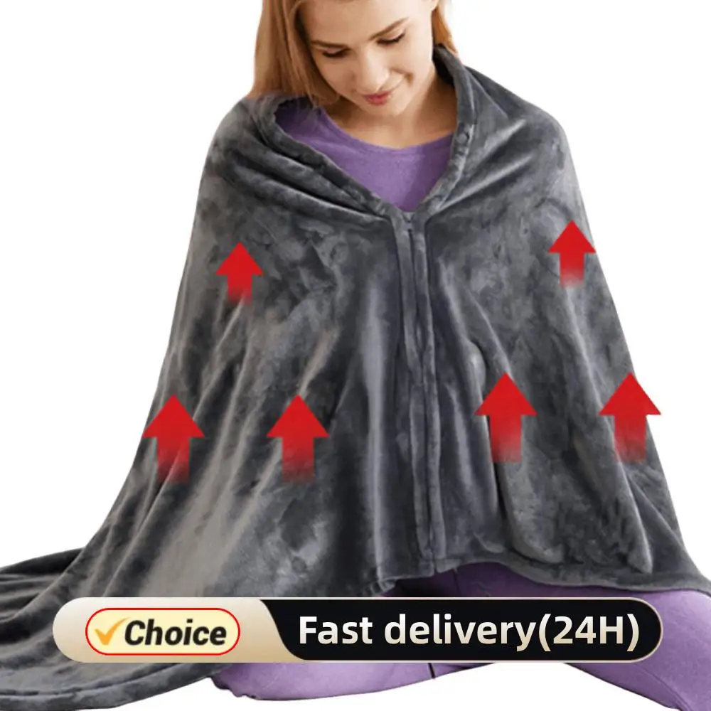 1/2 قطعة USB بطانية تسخين كهربائي 3 مستويات التدفئة الصوف بطانية تدفئة يمكن ارتداؤها التدفئة اللفة بطانية للمنزل والمكتب