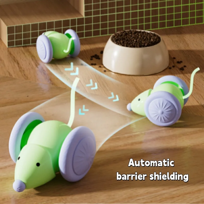 Electric Mouse Car Interactive Cat Toy Automatic Teaser Rechargeable Intelligent Obstacle Avoidance Kitten Pet Toys
