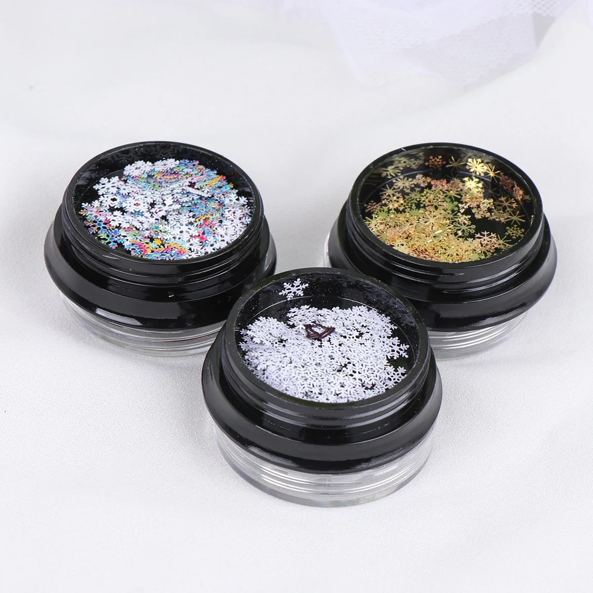 

3 Boxes Colorful Snowflake Nail Sequins Fashionable DIY Manicure Decals for Christmas Holiday Nail Art Stickers