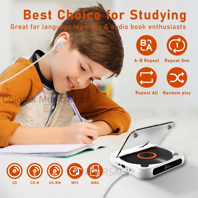 

Newest CD Player KC-918 Stereo HiFi Player Has LED Screen Built-in 2000 MAH Rechargeable Battery Portable MP3 Bluetooth Speaker
