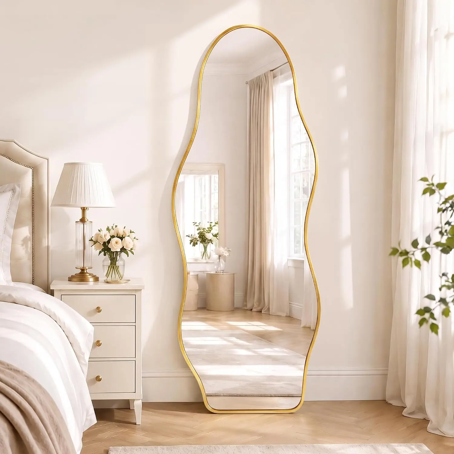 Irregular Wall Mirror Full Length with Stand, 63