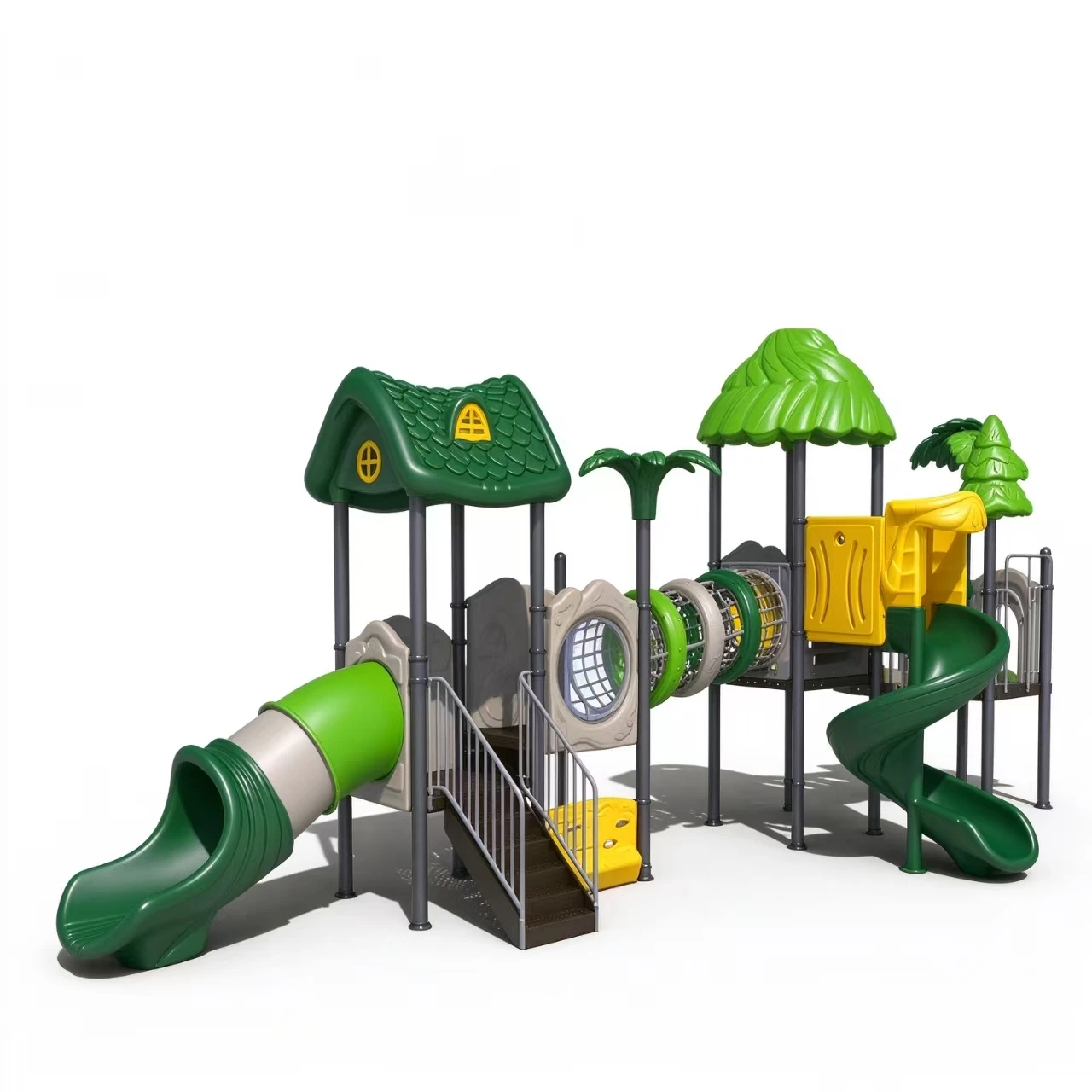 2027 Large Multi Layer Outdoor Playground Slide Anti UV Weatherproof  Plastic Galvanized Steel Play Set