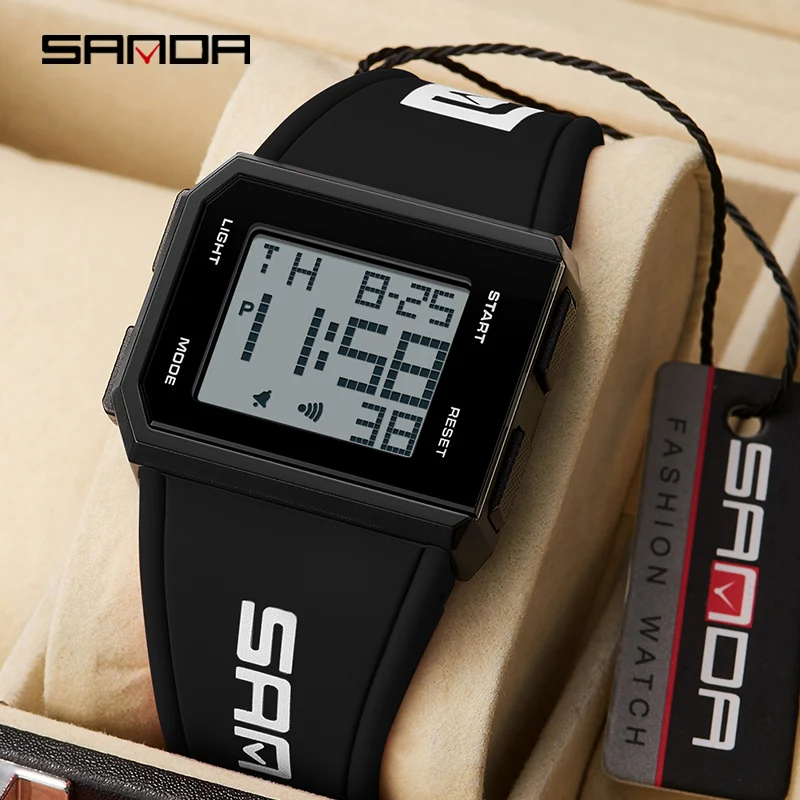SANDA Top Brand Men's Digital Watches Chronograph Sport Electronic Bracelet 50M Waterproof Men Wristwatch Alarm Clock Man Watch