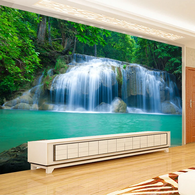 Custom Mural Modern 3D Waterfall Nature Landscape Wall Painting for Bedroom Living Room TV Background Wallpaper Home Improvement