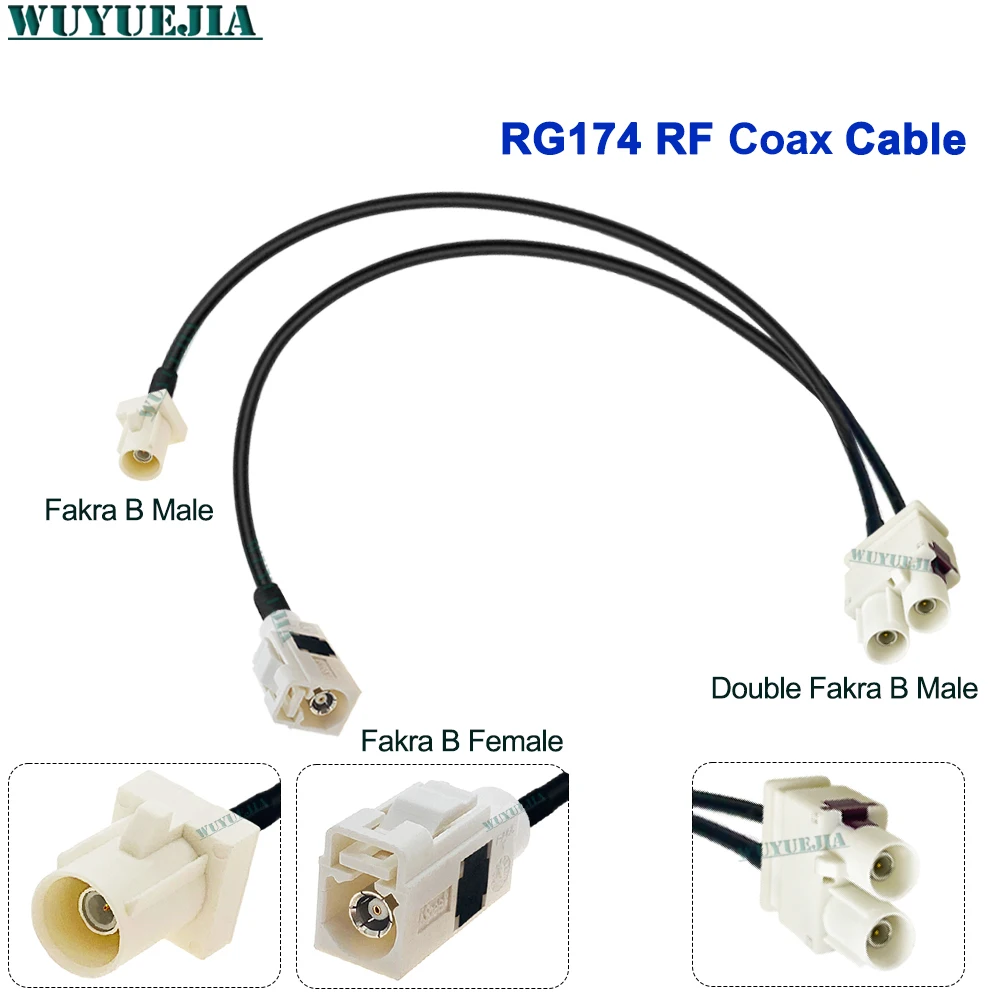 Fakra B Twin Male to 2X Fakra B Male 50 Ohm RG174 RF Coaxial Cable For Car Antenna Auto Wireless Communication Connection Wire