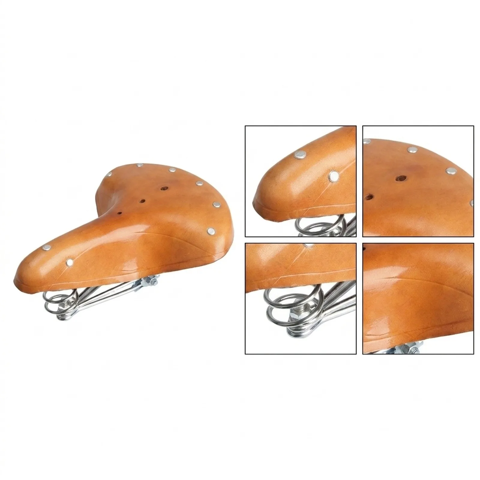 Three Spring Vintage Bike Saddle Made of Cowhide for Bicycle For Seats Providing Support and Vibration Control
