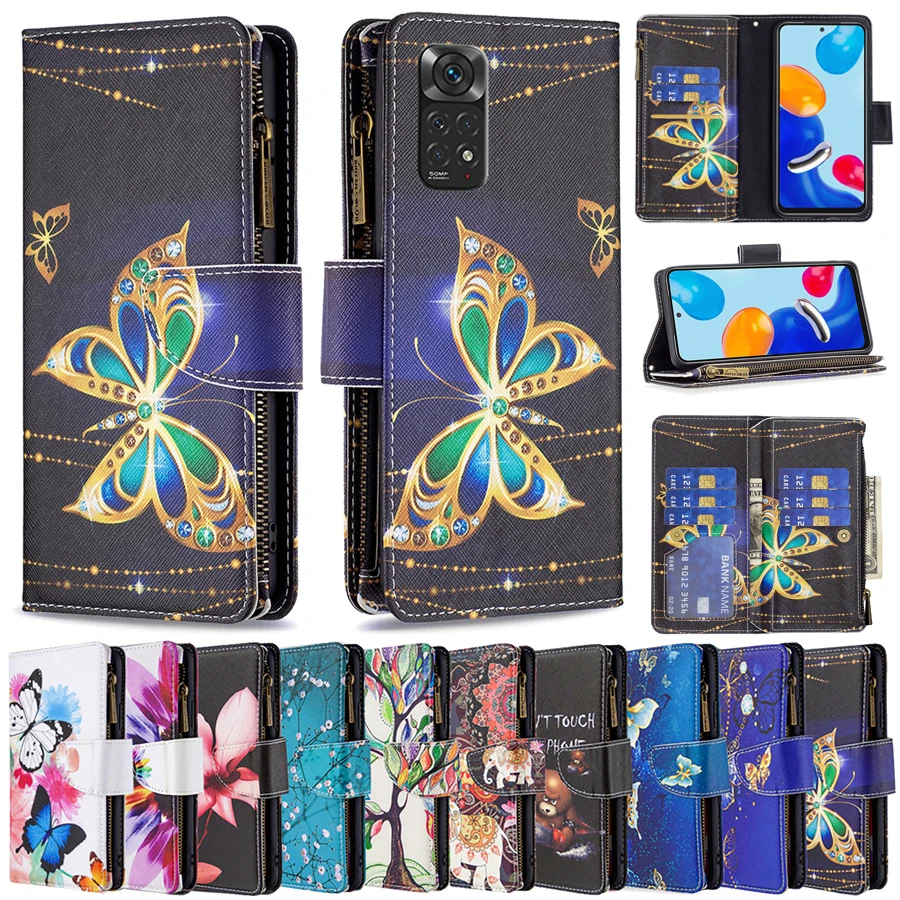 

Кожаный чехол-книжка на молнии для Xiaomi Redmi 10 10C 9 9A 9C 9T Note 12 11S 11 Pro 10 Pro 9 Pro Poco X5 Pro 11T 12T 13 Lite