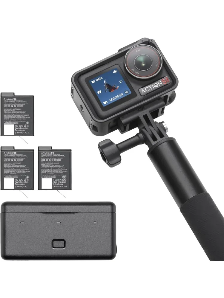 2025 DJI Osmo Action 5 Pro Adventure Combo, caméra d'action 4K avec capteur 1/1,3", autonomie de la batterie étendue de 12 heures avec 3 piles, Sta