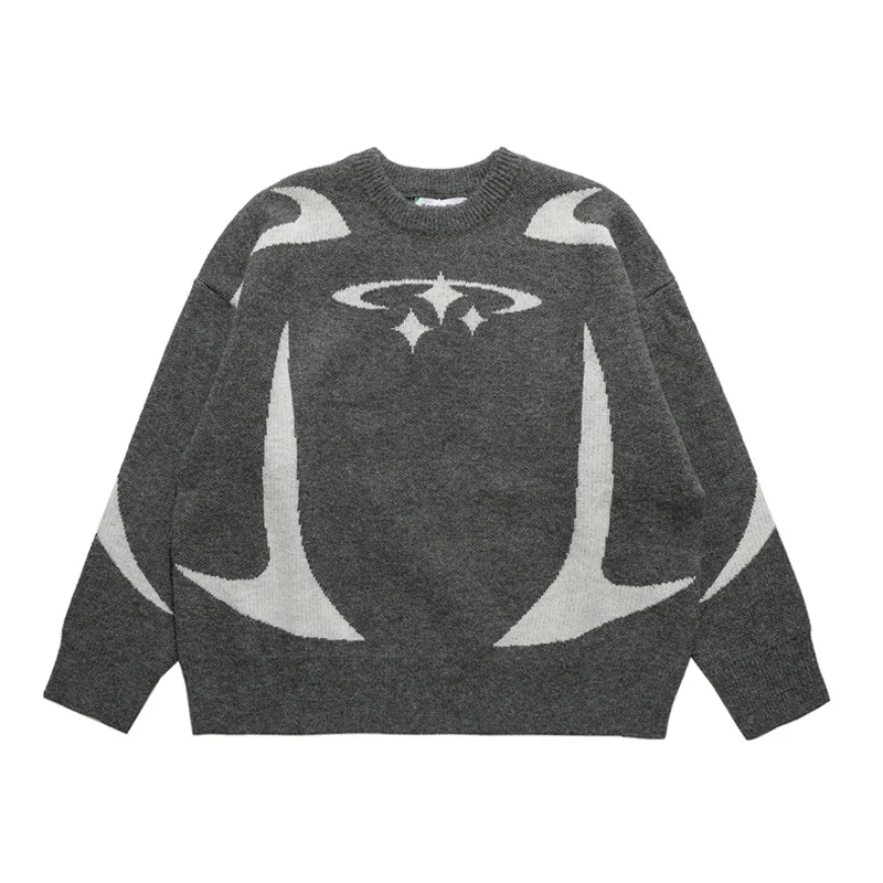 Men's Vintage Knitwear Y2K Stars Graphic Sweaters Winter Harajuku Oversized Pullover Sweater Unisex Aesthetics Clothes For Teens
