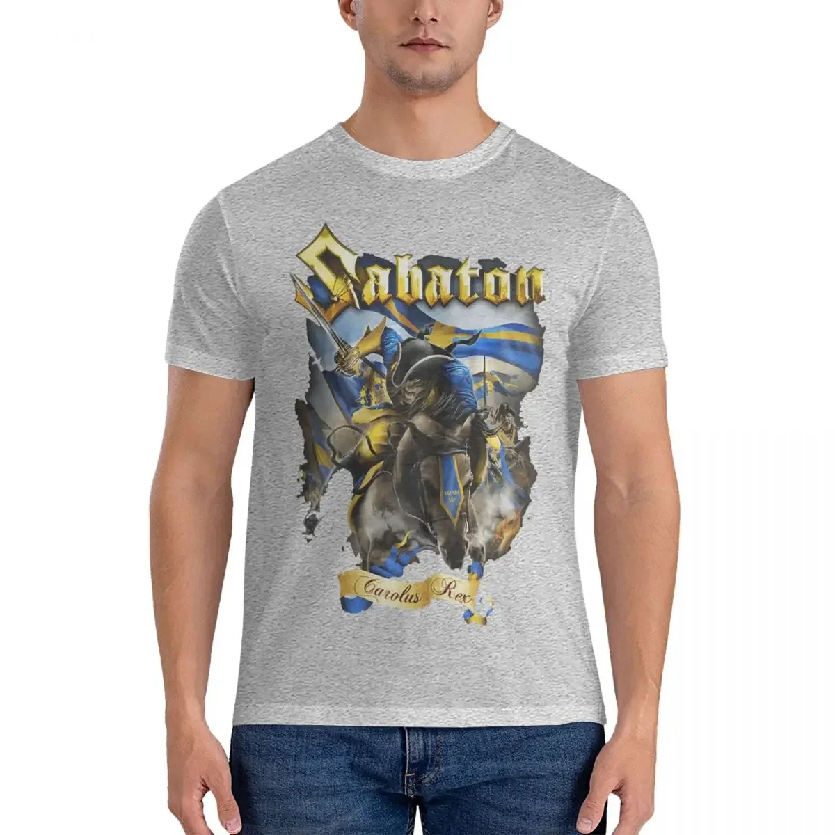 fashion heavyweight Carolus Rex Soldier Men T Shirt S-SABATON Band Novelty Sleeve Round Collar Shirt 100% Cotton Adult Clothing