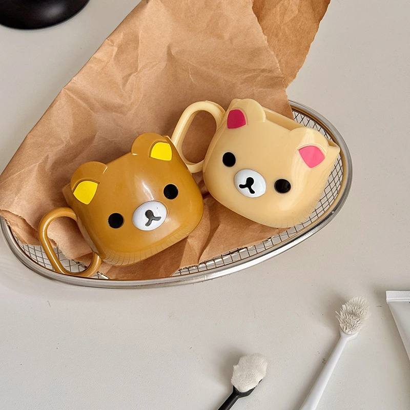 Cartoon Rilakkuma Chubbybaby Cute Toothbrush Cup Chubby Bear Kawaii For Couples Bathroom Plastic Mouthwash Cup  Daily Washing view 5