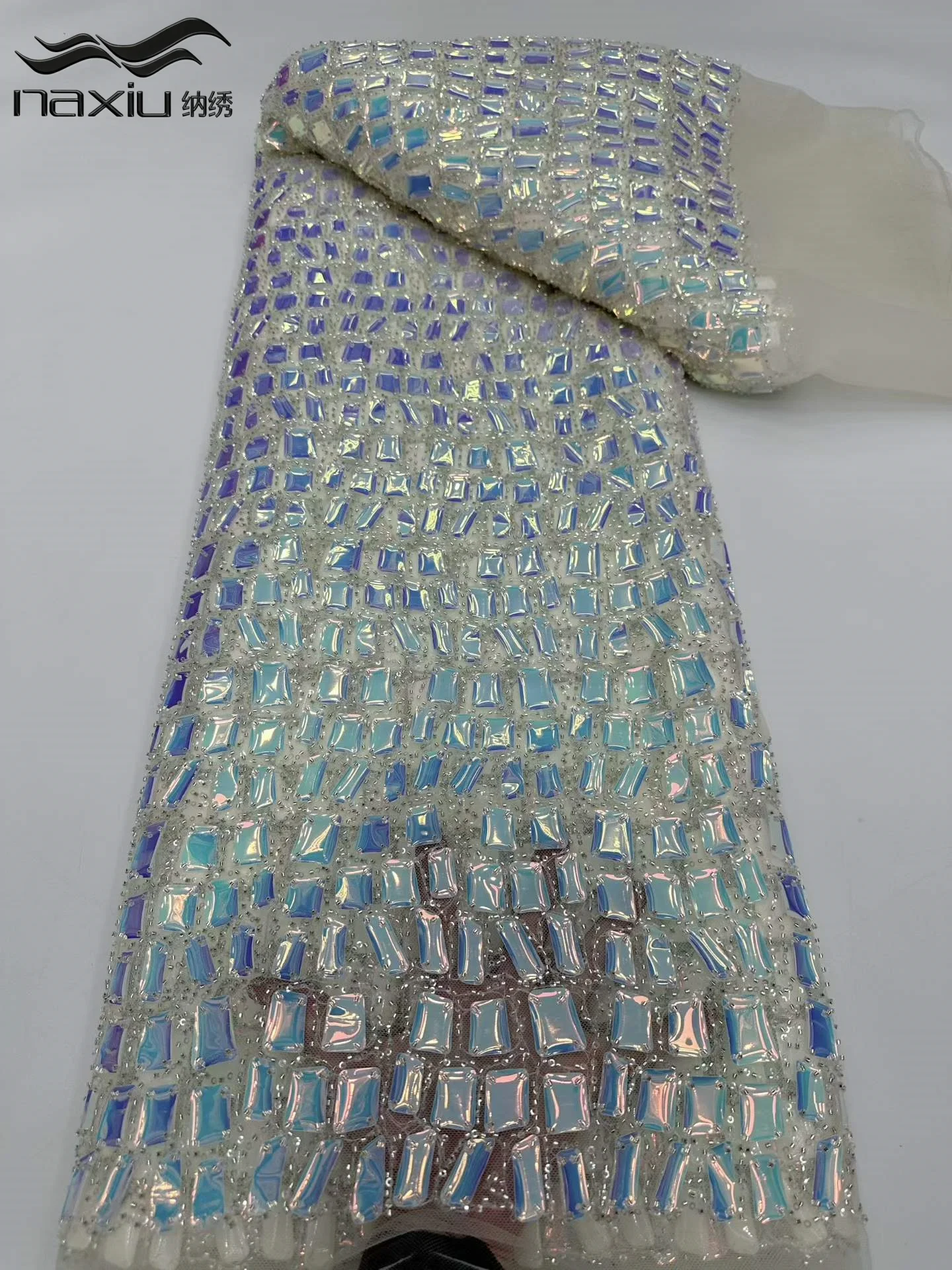 Madison Luxury African Beaded Lace Fabric 2026 Premium Quality Bright Nigerian Sequined Lace Fabric Wedding Gown Sewing Material