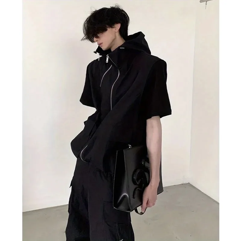 Summer Sleeveless Set Men Women Multi-Pocket Hooded Vest +jogging Cargo Pant Spring Loose Casual Zipper Two Piece Suit Street