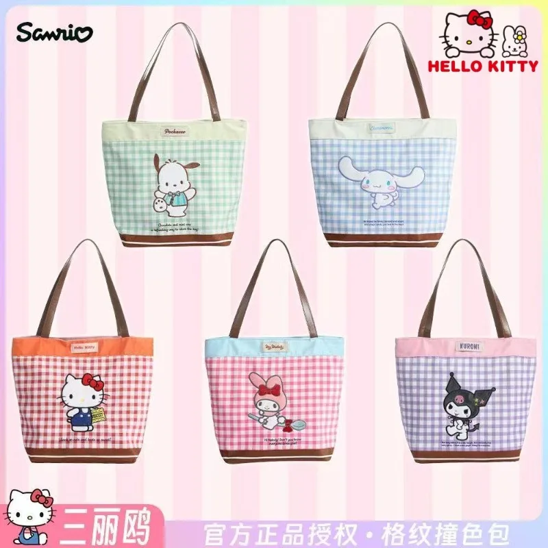 

Сумка-тоут Sanrio Family Hello Kitty, большая вместительная сумка для обедов, рюкзак с мультяшными персонажами Cinnamoroll и My Melody