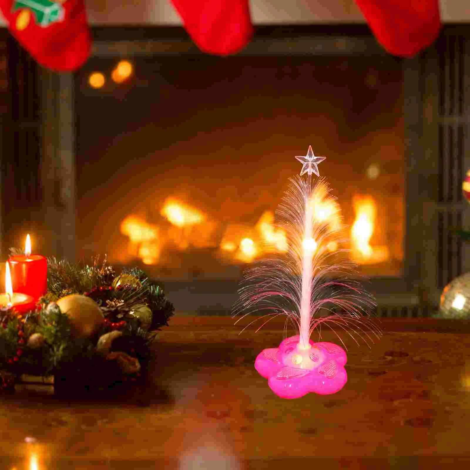 LED Fiber Optic Colorful Flash Christmas Tree Night Light Christmas Party Home Decoration Light (Random Color, No )