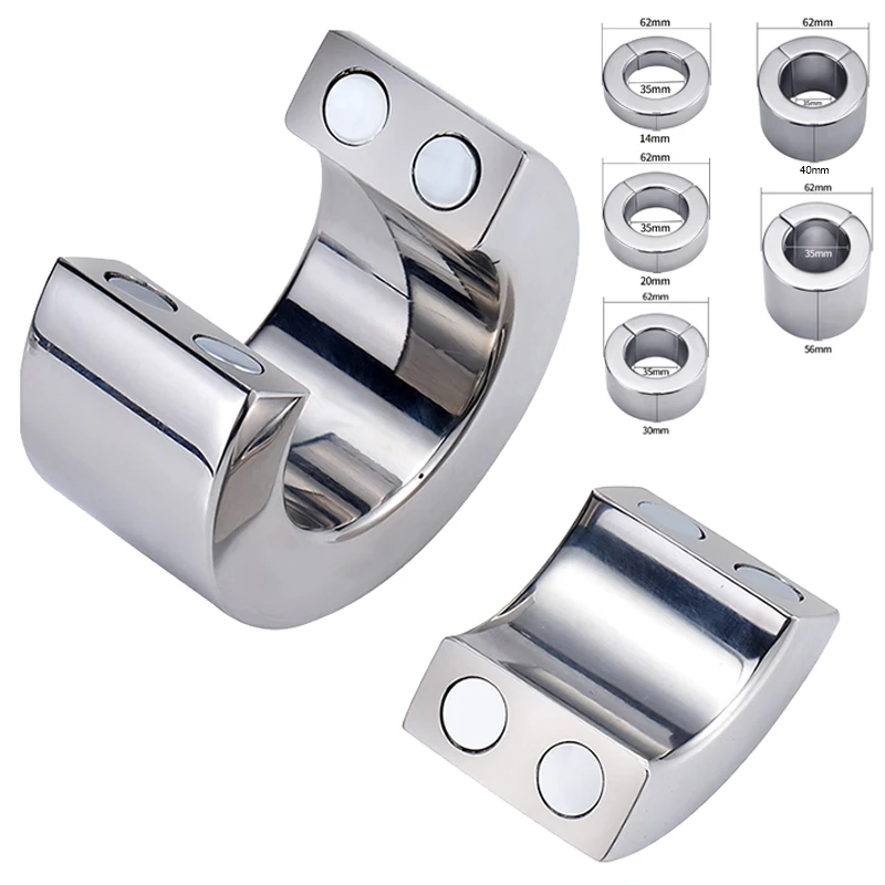 Magnetism Stainless Steel Scrotum Weight Erection Ring Cock Trainer Metal Locking Sperm Ring Binding Penis Male Training Supplie